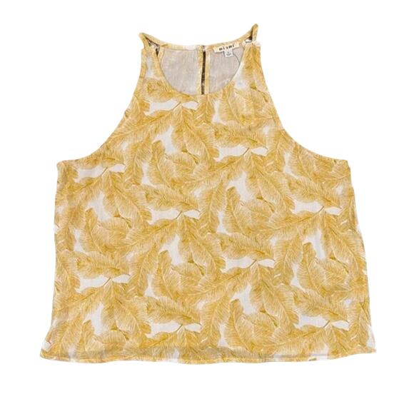 NWT Francesca's Mi ami Gold/Ivory Palm Rayon Tank Top - SIZE LARGE - Picture 1 of 9